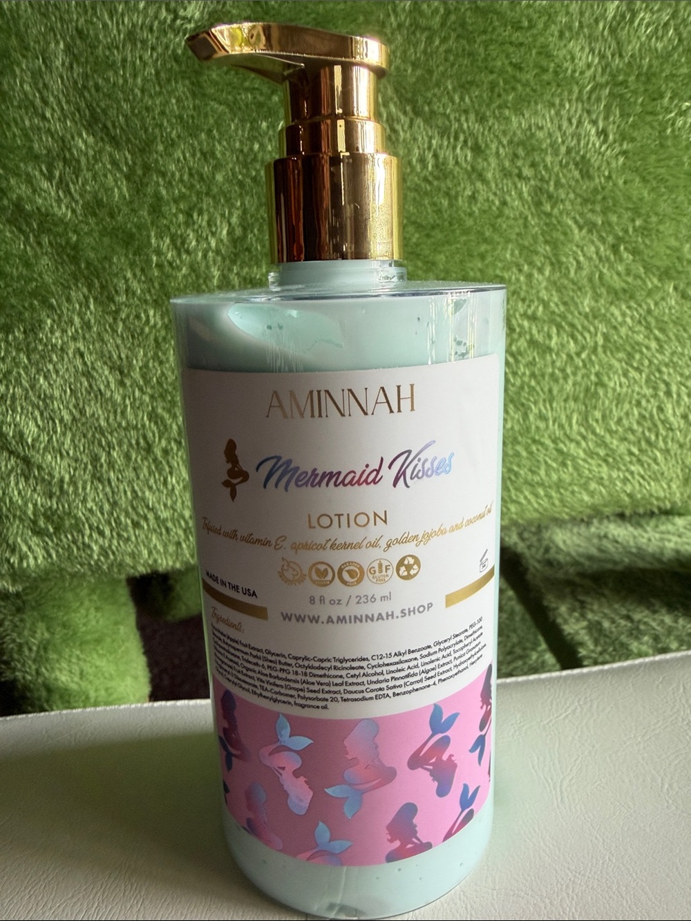 Aminnah Mermaid Kisses Lotion — Pastel Aqua Hydrating Body Lotion